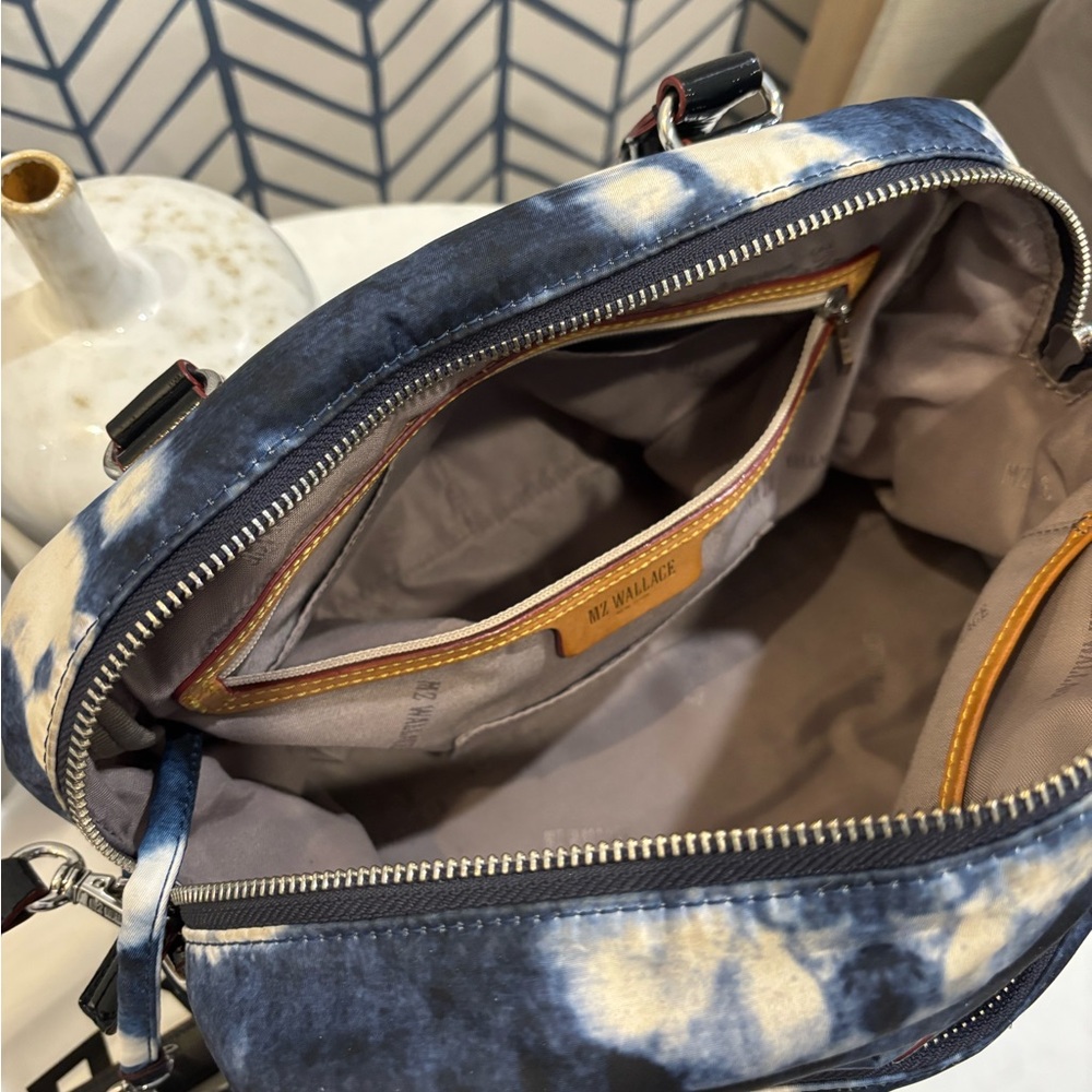 MZ Wallace Blue Tie-Dye Satchel/Crossbody/Handheld bag and Pouch Set w/dust Bag - Picture 10 of 12